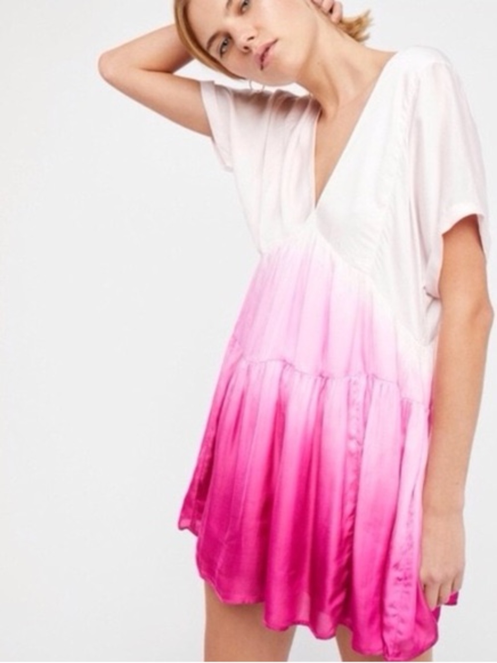 Free People Sun Up Pink Ombré Mini Dress Small